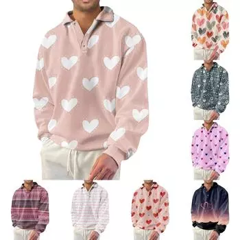 Мужская толстовка, осенне-зимняя толстовка, однотонная свободная футболка с лацканами и длинными рукавами L