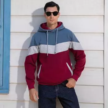 Мужская толстовка, осенне-зимняя толстовка с блоками цветов, трендовая свободная толстовка большого размера S белый