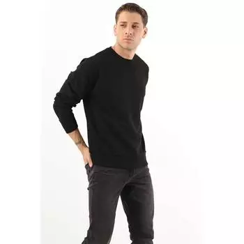 Мужская толстовка оверсайз с круглым вырезом, черная