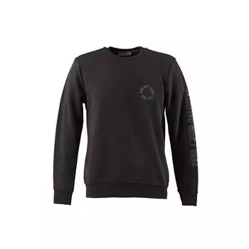 Мужская толстовка оверсайз с круглым вырезом и принтом букв антрацитового цвета