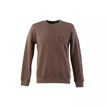 Мужская толстовка оверсайз с круглым вырезом и принтом букв коричневого цвета