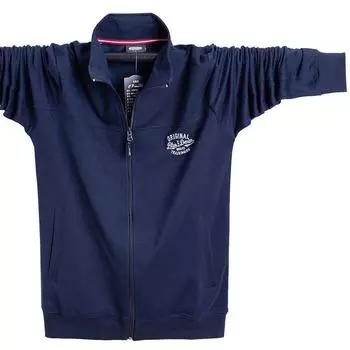 Мужская толстовка-пальто на молнии больших размеров - коллекция осень/зима 2024 г., свободный тонкий крой, модель 5083 L серый