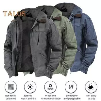 Мужская толстовка, пальто с капюшоном, длинным рукавом, множеством карманов, застежкой-молнией, утолщенной плюшевой подкладкой, куртка, пальто S зелёный