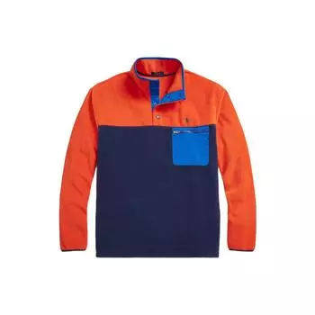 Мужская толстовка Polo Ralph Lauren Color Block с воротником-стойкой и вышитым логотипом, с капюшоном, синяя 710852316-001 XL