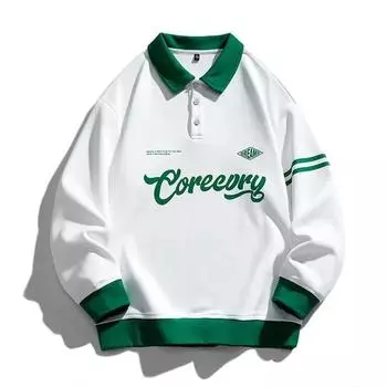 Мужская толстовка ПОЛО Свободная толстовка с лацканами в стиле ретро XXXXL белый