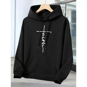 Мужская толстовка Regular Fit с длинным рукавом и капюшоном, карманами и графическим принтом, повседневная спортивная верхняя одежда S