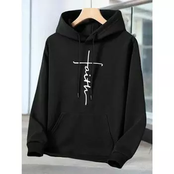 Мужская толстовка Regular Fit с длинным рукавом и капюшоном, карманами и графическим принтом, повседневная спортивная верхняя одежда S