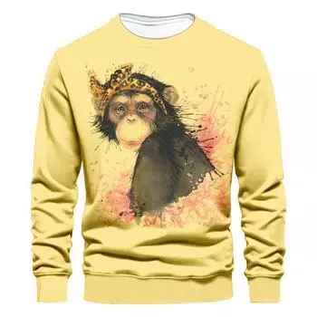 Мужская толстовка с 3D-цифровой печатью, длинный рукав, круглый вырез, повседневная толстовка с капюшоном S