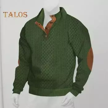 Мужская толстовка с эластичными манжетами, воротником-стойкой, длинными рукавами, жаккардовая ткань в стиле пэчворк, свободная, с пуговицами контрастного цвета, повседневная одежда, школьный топ средней длины XXXL белый