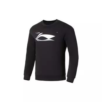 Мужская толстовка с длинным рукавом и круглым вырезом Li Ning Plain Logo Print, черная AWDS383-2 XL