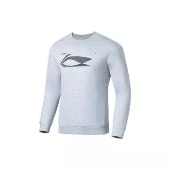 Мужская толстовка с длинным рукавом и круглым вырезом Li Ning Plain Logo Print, светло-голубая AWDS383-1 XXL