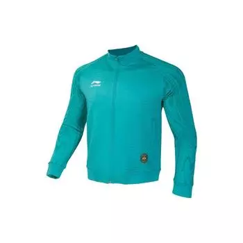 Мужская толстовка с длинным рукавом и принтом логотипа Li Ning, буквами, воротником-стойкой, зеленая AWDR481-1 L