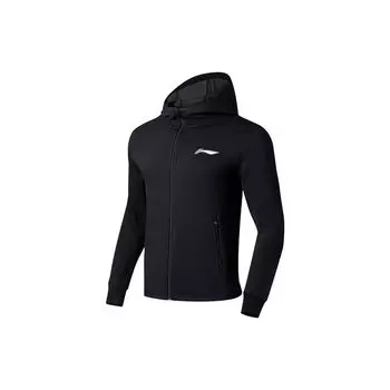 Мужская толстовка с длинным рукавом и принтом логотипа Li Ning Fitness Series, функциональная, для всех погодных условий, черная, AWDT171-2 M