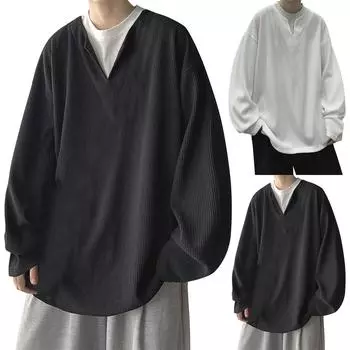 Мужская толстовка с длинными рукавами Drop Feeling, осенний тренд, повседневный топ из двух частей с искусственным принтом XL чёрный