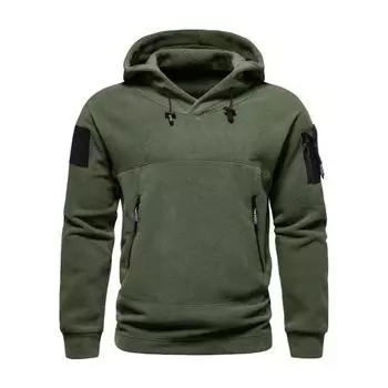 Мужская толстовка с длинными рукавами и карманами на шнурке, осень-зима, однотонная толстовка с капюшоном на флисовой подкладке, повседневная одежда S чёрный