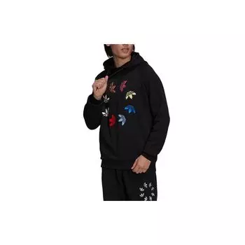 Мужская толстовка с капюшоном adidas Shattered Trifoil, черная/разноцветная, уличная H37732 XS