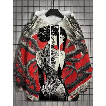 Мужская толстовка с капюшоном Bad Girl Tattoo Sexy Beauty Pattern 3D Printed Top 2024 Осень Новая мода Повседневная хип-хоп нейтральная толстовка с капюшоном S