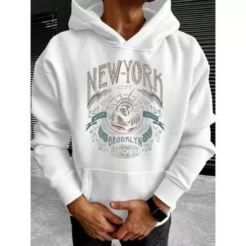 Мужская толстовка с капюшоном больших размеров с принтом American Vintage, осень/зима 1XL