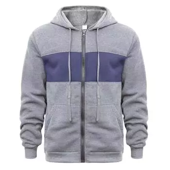 Мужская толстовка с капюшоном большого размера, осенняя мода, кардиган, пальто, европейская молодежная, тонкая, повседневная, спортивная, из полиэстера XXL светло-серый
