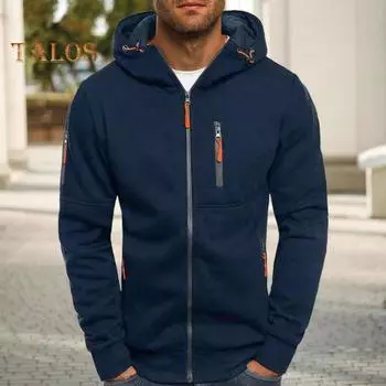 Мужская толстовка с капюшоном для фитнеса на весну и осень с карманами на молнии, кардиган на молнии, плотное однотонное повседневное пальто с эластичными манжетами и подолом, куртка для путешествий и работы S серый
