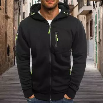 Мужская толстовка с капюшоном для фитнеса на весну и осень с карманами на молнии, кардиган на молнии, плотное однотонное повседневное пальто с эластичными манжетами и подолом, куртка для путешествий и работы S вино красного