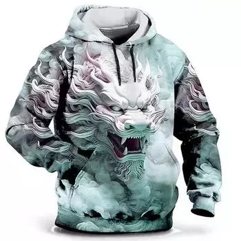 Мужская толстовка с капюшоном «Дракон» с 3D-принтом, толстовки с 3D-эффектом, пуловеры S