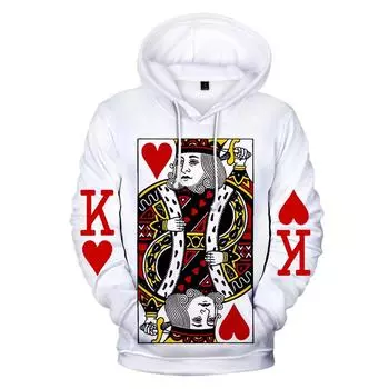 Мужская толстовка с капюшоном Heart Of The Cards с 3D-графическим принтом «Игра в покер» Толстовки с капюшоном в стиле хип-хоп S