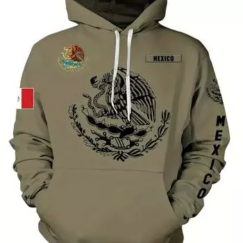 Мужская толстовка с капюшоном и 3D-принтом в мексиканском стиле с изображением животных, спортивный и повседневный эластичный топ для осенне-зимнего сезона S