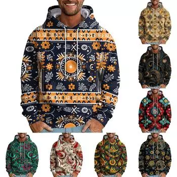 Мужская толстовка с капюшоном и цветочным принтом, мужская повседневная модная спортивная толстовка XXL