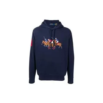 Мужская толстовка с капюшоном и длинным рукавом с вышитым логотипом Polo Ralph Lauren, синяя 710823853-001 S