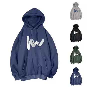 Мужская толстовка с капюшоном и длинным рукавом на весну и осень L чёрный