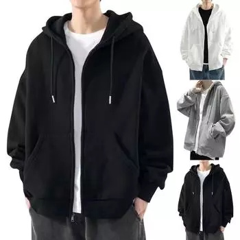 Мужская толстовка с капюшоном и длинным рукавом на весну и осень L белый