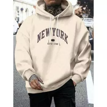 Мужская толстовка с капюшоном и графическим принтом на шнурке S