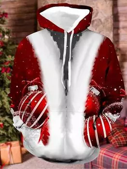 Мужская толстовка с капюшоном и графическим принтом M красный