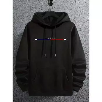 Мужская толстовка с капюшоном и карманом-кенгуру с надписью «Lifty» и термоподкладкой