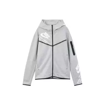 Мужская толстовка с капюшоном и молнией во всю длину с принтом Nike, верхняя одежда, серая DM6475-063 L