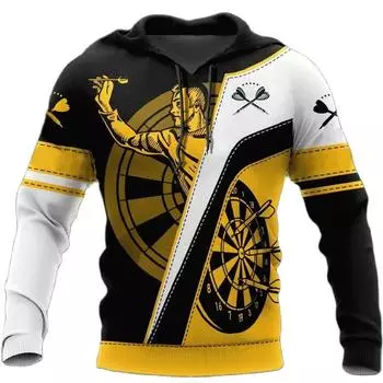 Мужская толстовка с капюшоном и принтом дартс, персонализированная толстовка с длинными рукавами, повседневная уличная одежда большого размера, модная крутая мужская одежда M