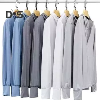 Мужская толстовка с капюшоном из ледяного шелка и рыбалки, с капюшоном из дышащей сетки, солнцезащитное пальто, летняя однотонная тонкая верхняя одежда 3XL серый