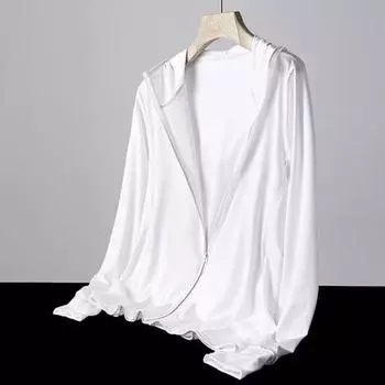 Мужская толстовка с капюшоном из ледяного шелка и рыбалки, с капюшоном из дышащей сетки, солнцезащитное пальто, летняя однотонная тонкая верхняя одежда 3XL серый