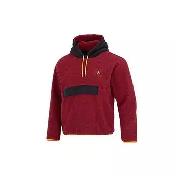 Мужская толстовка с капюшоном Jordan Contrast на шнурке из искусственной овечьей шерсти на флисовой подкладке бордового цвета DV1587-680 L