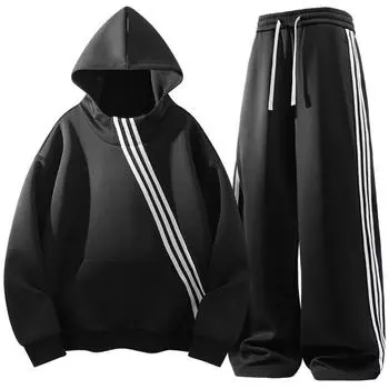 Мужская толстовка с капюшоном, комплект для пар, весна-осень, толстовки с капюшоном и штаны, спортивная одежда, повседневный спортивный костюм с капюшоном XS хаки