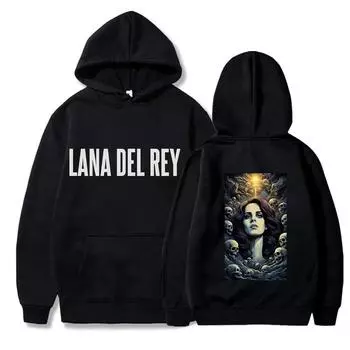 Мужская толстовка с капюшоном Lana Delrey весна/осень с ретро-узором, свободный уличный стиль S чёрный