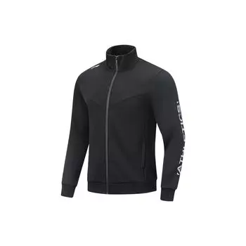Мужская толстовка с капюшоном Li Ning Fitness Series с буквенным принтом, воротником-стойкой и молнией, черная AWDTB29-2 S