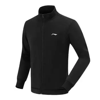 Мужская толстовка с капюшоном Li Ning с вышитым логотипом, воротником-стойкой, на молнии, черная AWDTD93-2-96 S