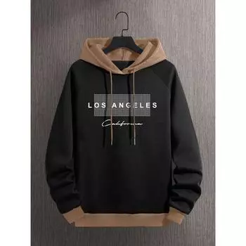 Мужская толстовка с капюшоном Manfinity Dauomo с буквенным принтом и контрастными цветными деталями S