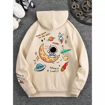 Мужская толстовка с капюшоном Manfinity Dauomo с принтом космического корабля и инопланетян S