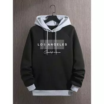 Мужская толстовка с капюшоном Manfinity Dauomo с буквенным принтом и контрастными цветными деталями S