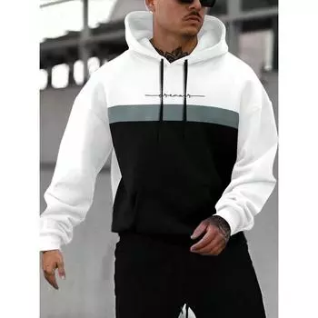 Мужская толстовка с капюшоном Manfinity Homme Loose Fit Color Block с карманом-кенгуру и завязками на талии S