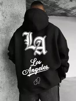 Мужская толстовка с капюшоном Manfinity Homme с застежкой-молнией спереди и принтом в виде букв, двойными боковыми карманами, для школы S