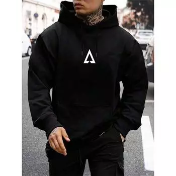 Мужская толстовка с капюшоном Manfinity Homme с геометрическим узором и карманом-кенгуру S